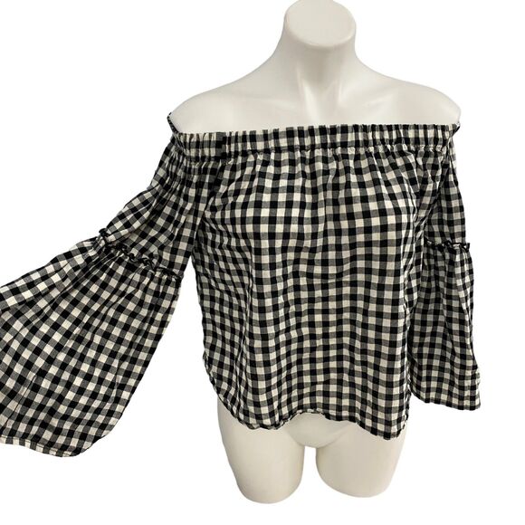 Who What Wear Top Womens Medium Gingham Summer Country Picnic Farm Ranch BBQ - Picture 2 of 14